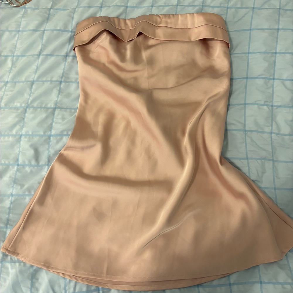 PRINCESS POLLY BABY PINK STRAPLESS SATIN DRESS